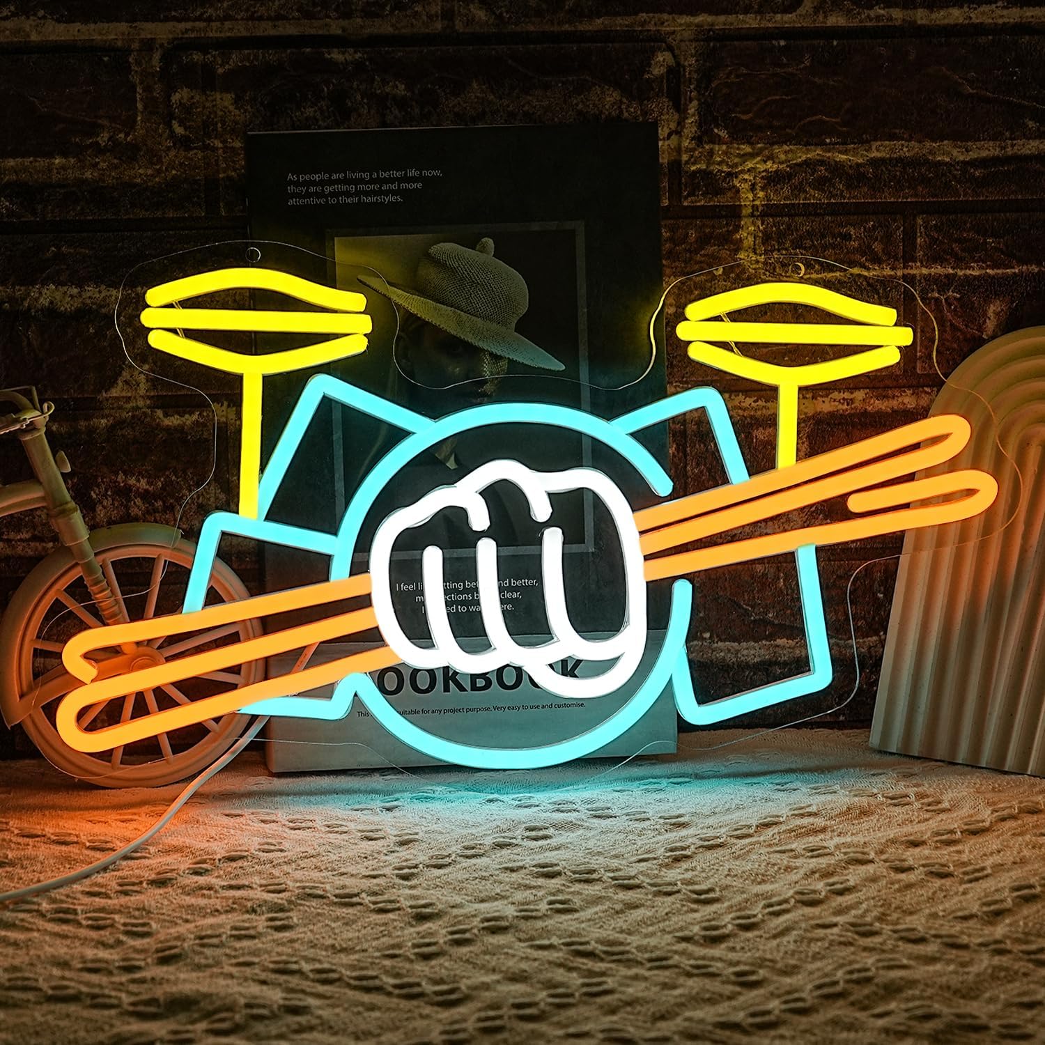 Musical Instrument Music - Drum Set Neon Sign USB Powered
