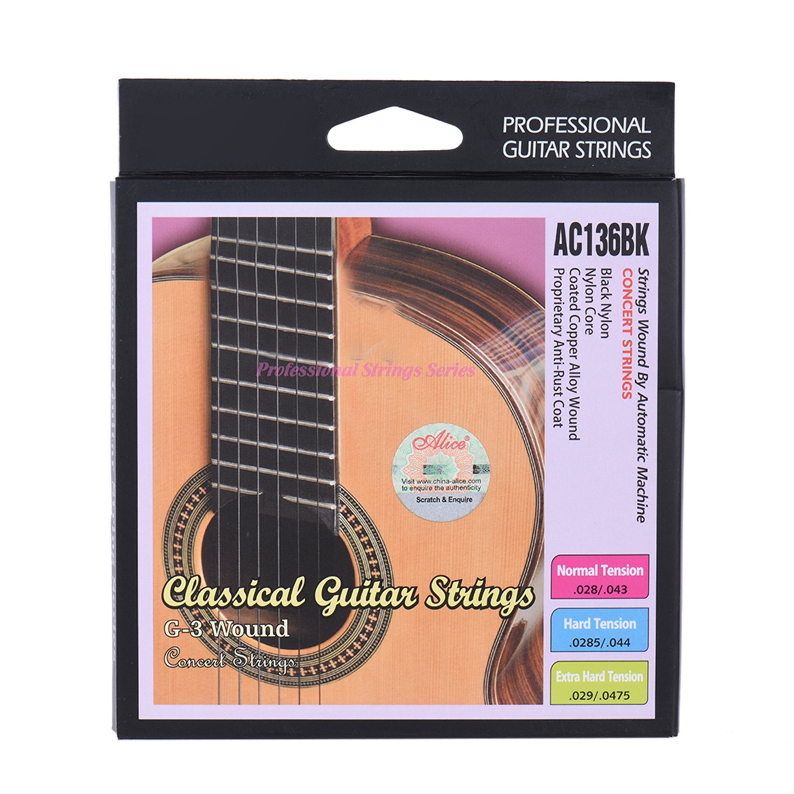 Classical Guitar Nylon - Alice AC136BK-H Black Nylon Classical Guitar