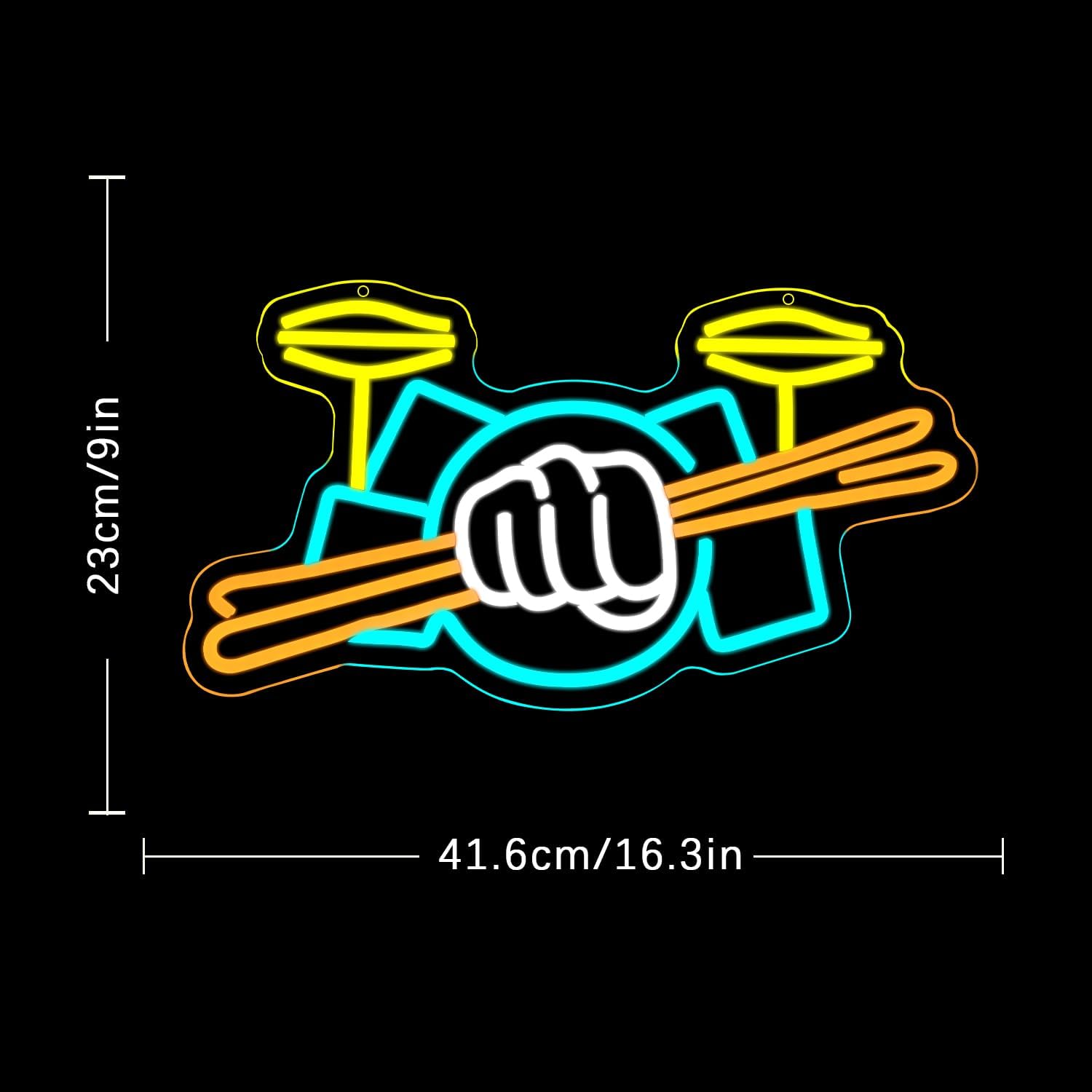 Drum Set Neon Sign USB Powered - Musical Instrument Music 评论和价格