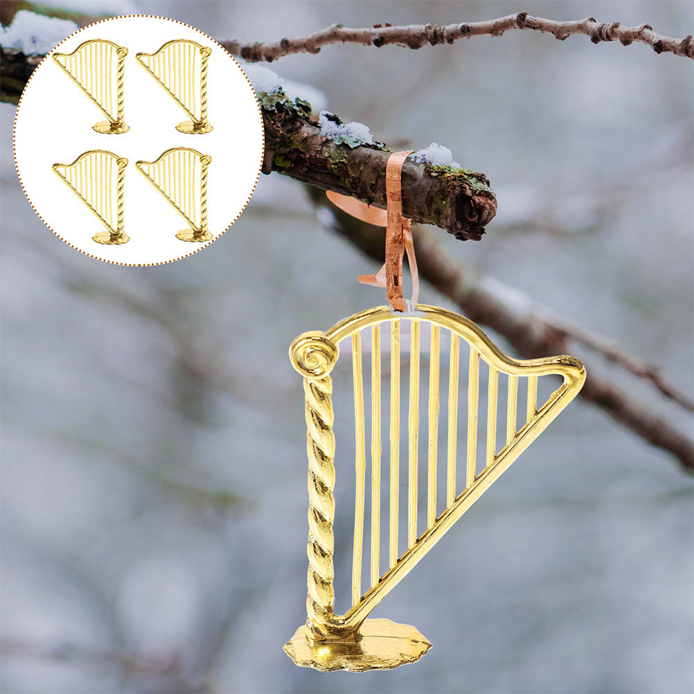 15Pcs Miniature Harp Christmas - Musical Instrument Xmas Ornaments 评论和价格