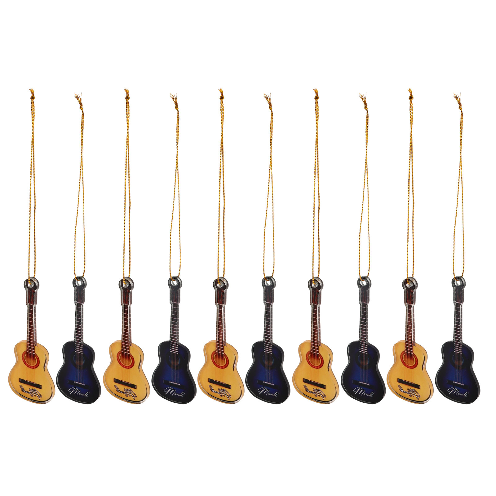 10Pcs Christmas Guitar Hanging - Musical Instrument Xmas Ornaments 评论和价格