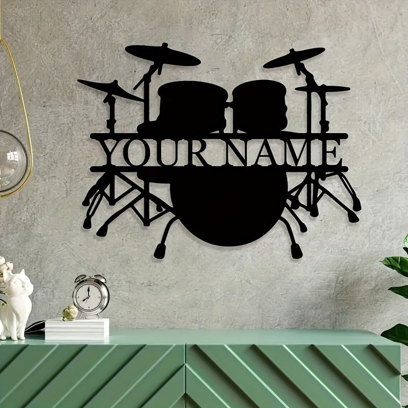 Custom Drum Set Metal Wall Art - Musical Instrument With Names 评论和价格