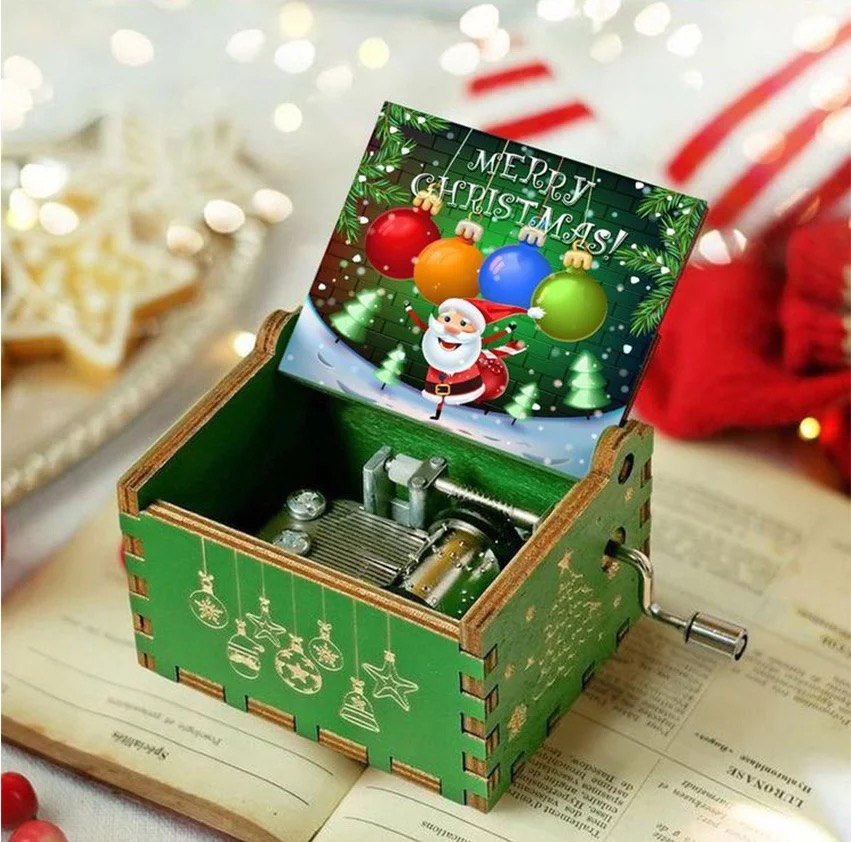 Wooden Hand Crank Music Box Me - Musical Instrument Handpan 评论和价格