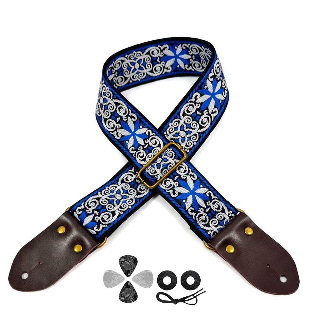 Embroidered Print Guitar Strap - Musical Instrument Types 评论和价格
