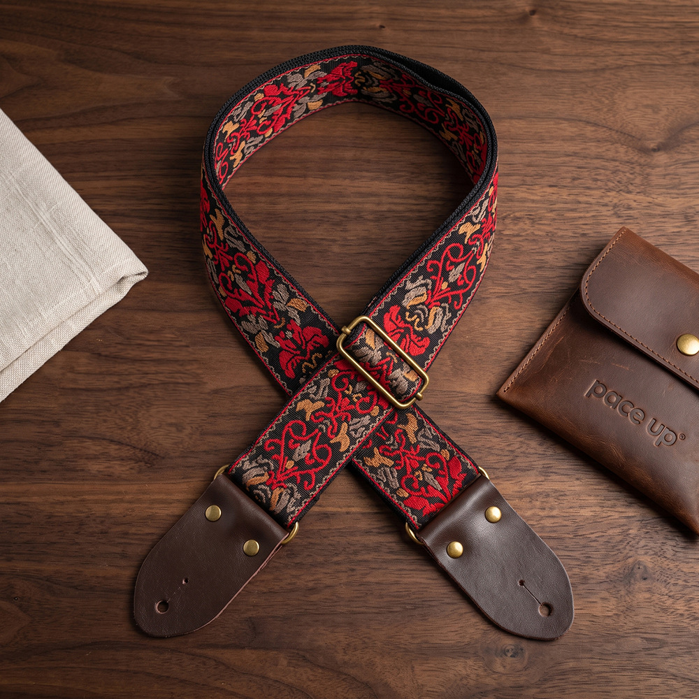 Embroidered Print Guitar Strap - Musical Instrument Types 评论和价格