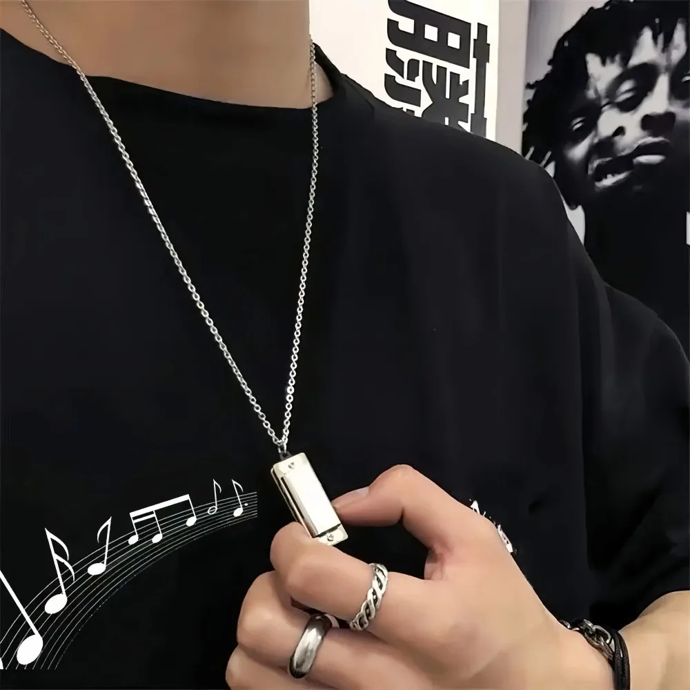 Mini Harmonica Necklace Men an - Musical Instrument You Blow Into 评论和价格