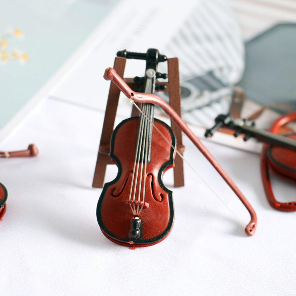 2Pcs Mini Violin Ornaments Ret - Musical Instrument Xmas Ornaments 评论和价格
