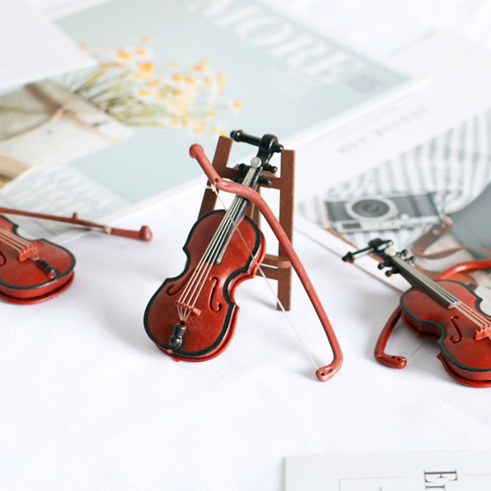 2Pcs Mini Violin Ornaments Ret - Musical Instrument Xmas Ornaments 评论和价格