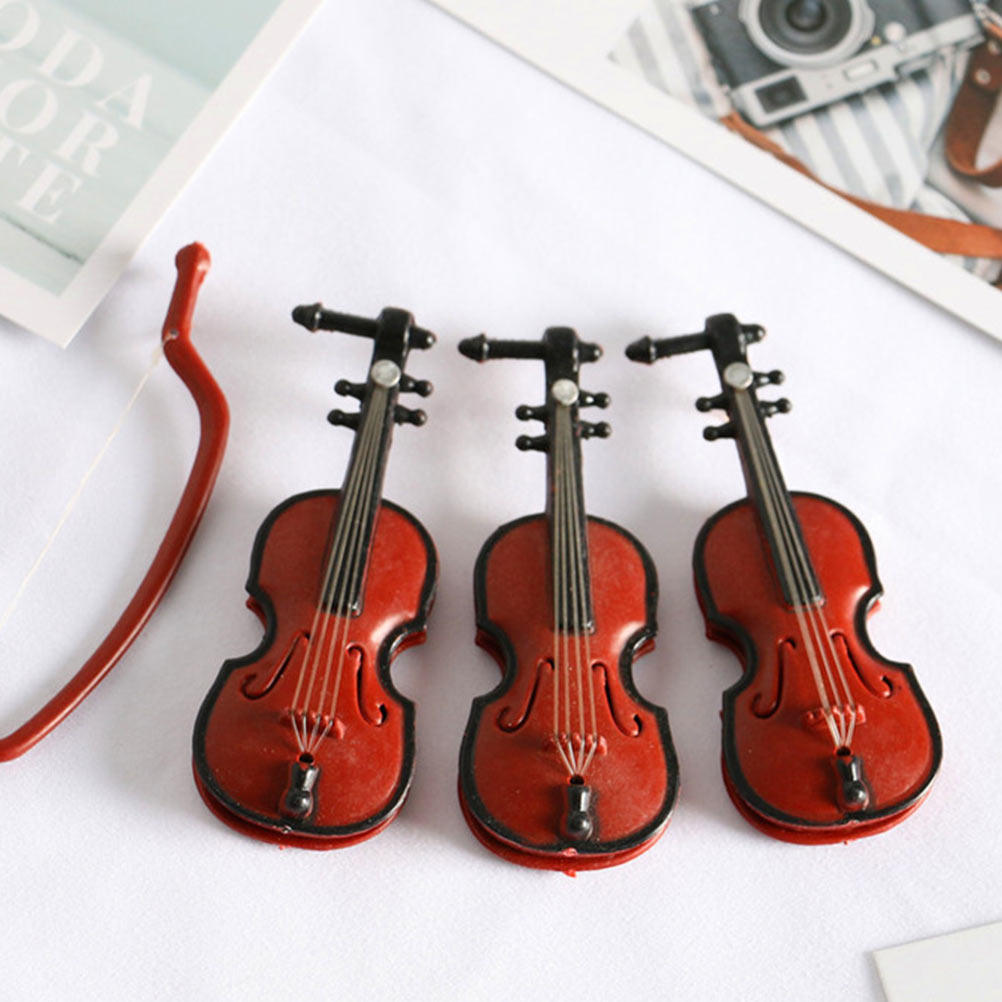2Pcs Mini Violin Ornaments Ret - Musical Instrument Xmas Ornaments 评论和价格