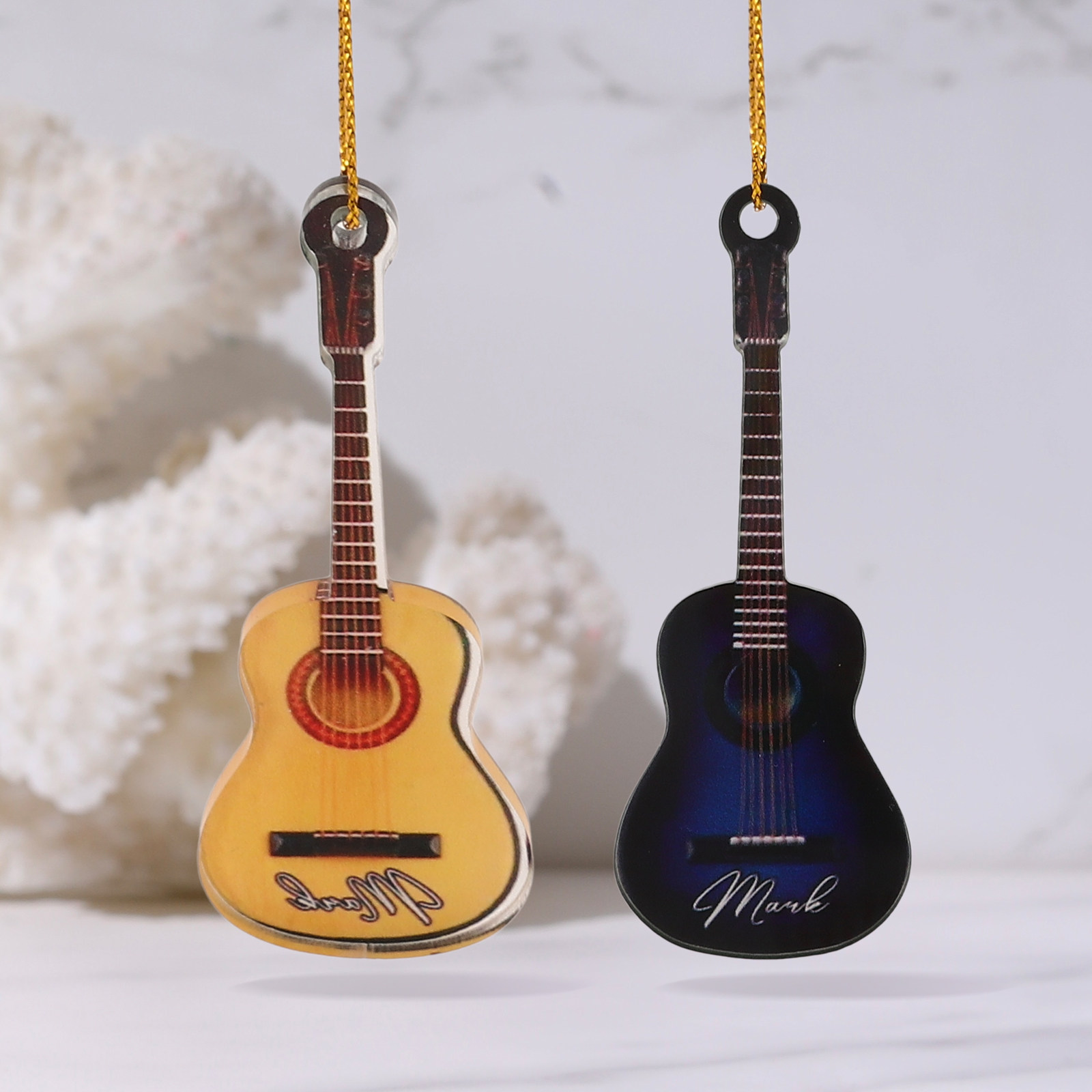10Pcs Xmas Mini Guitar Hanging - Musical Instrument Xmas Ornaments 评论和价格