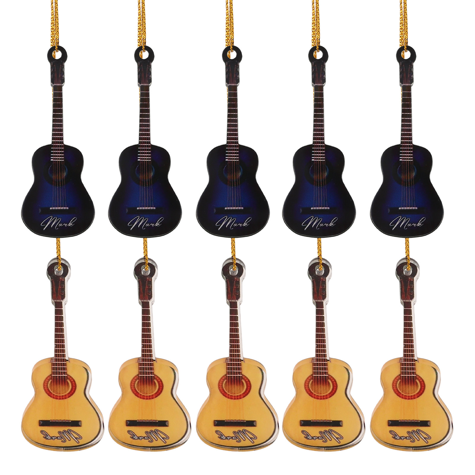10Pcs Xmas Mini Guitar Hanging - Musical Instrument Xmas Ornaments 评论和价格