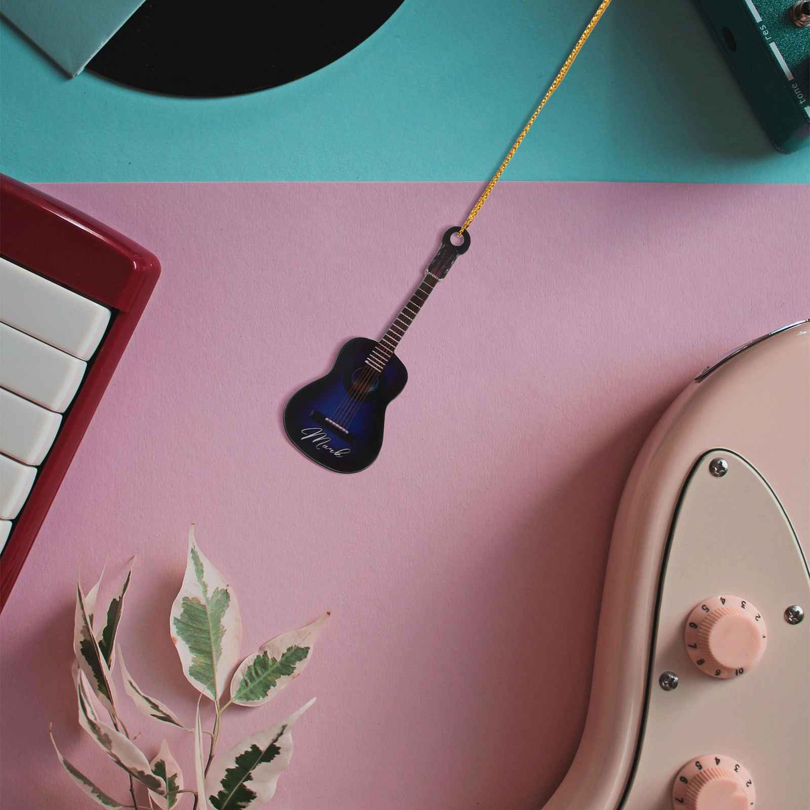 10Pcs Xmas Mini Guitar Hanging - Musical Instrument Xmas Ornaments 评论和价格
