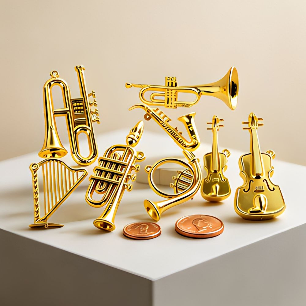 5/18pcs Random Mini Golden Mus - Musical Instrument Xmas Ornaments 评论和价格
