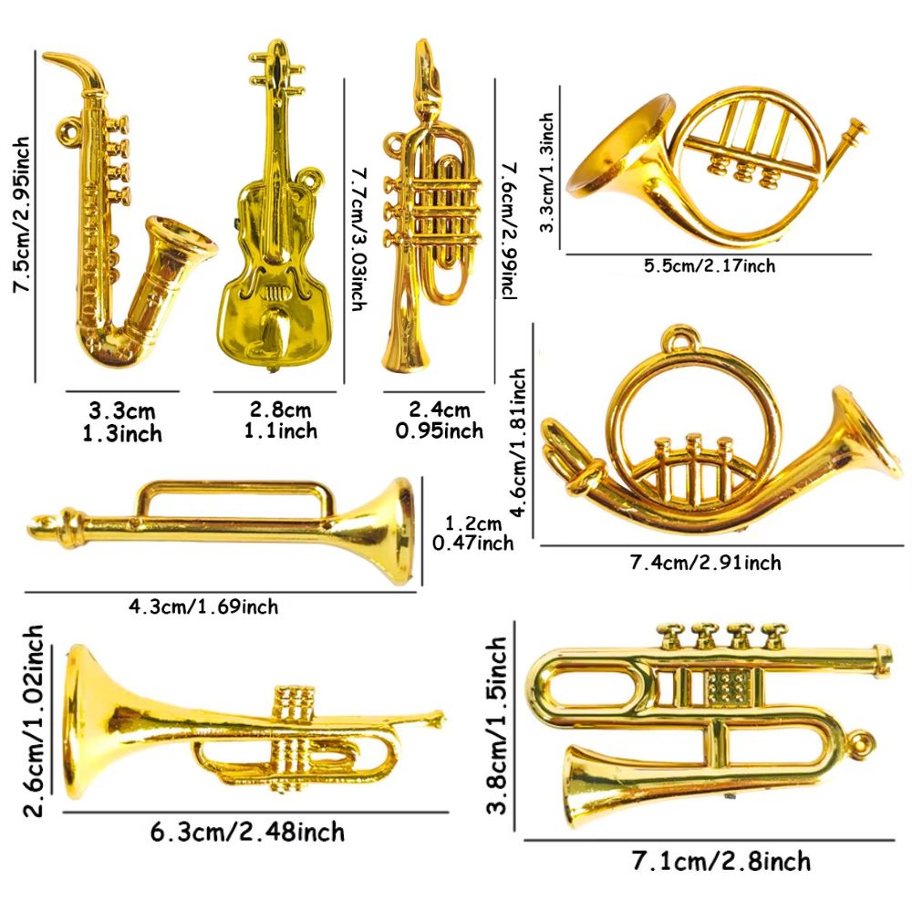 5/18pcs Random Mini Golden Mus - Musical Instrument Xmas Ornaments 评论和价格